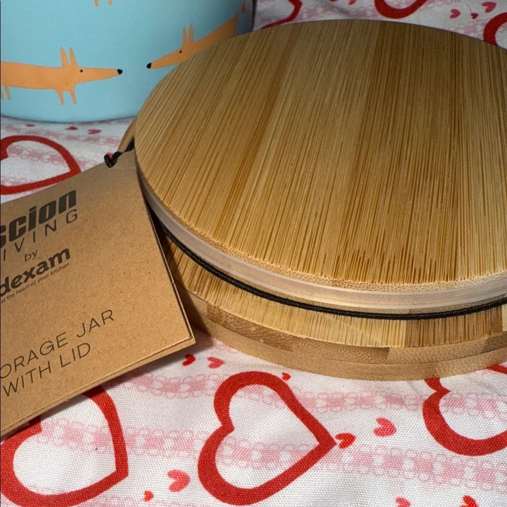 Matching Set- Canister & Glass Food Storage Jar with Bamboo Lids. So many uses!